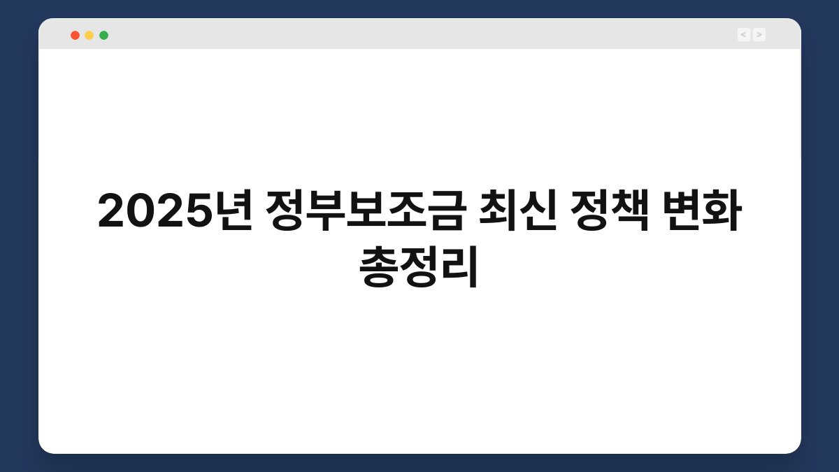 2025년 정부보조금 최신 정책 변화 총정리 1