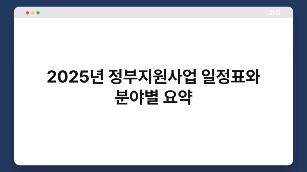 2025년 정부지원사업 일정표와 분야별 요약 2