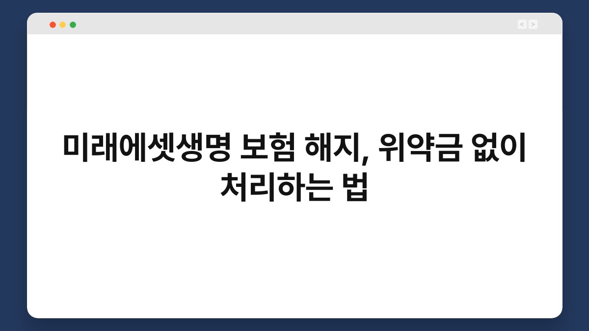 미래에셋생명 보험 해지, 위약금 없이 처리하는 법 1