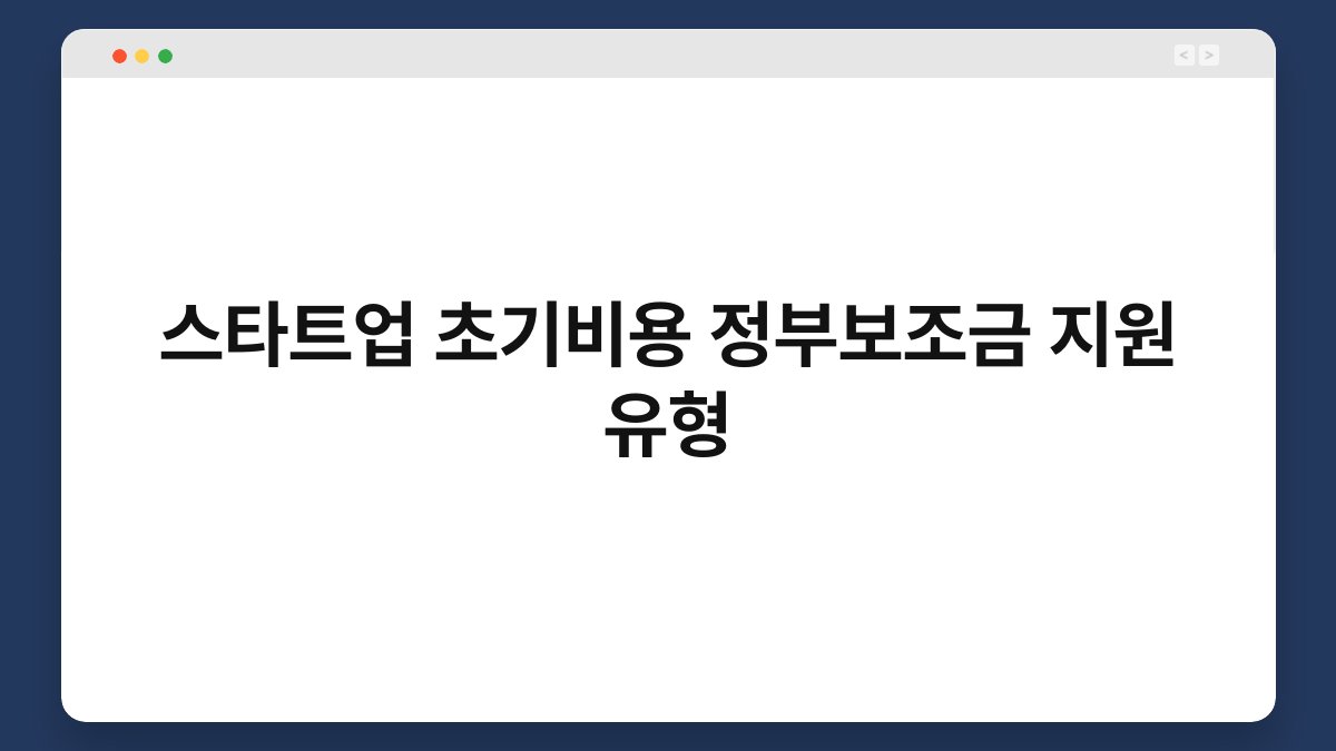 스타트업 초기비용 정부보조금 지원 유형