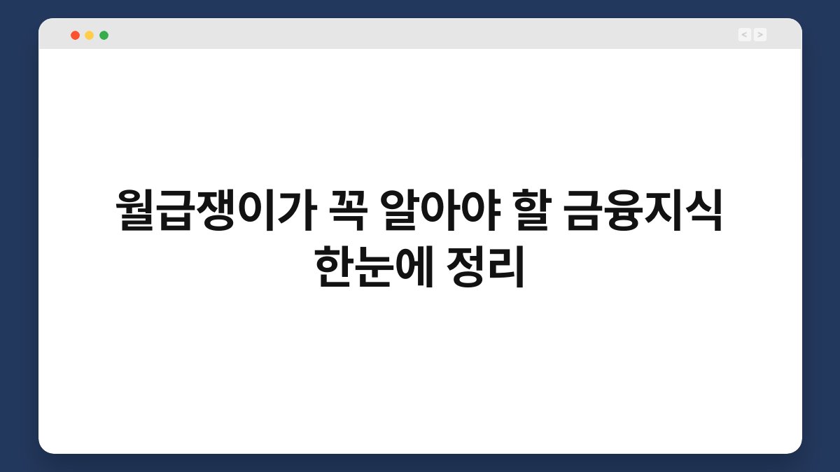 월급쟁이가 꼭 알아야 할 금융지식 한눈에 정리 1