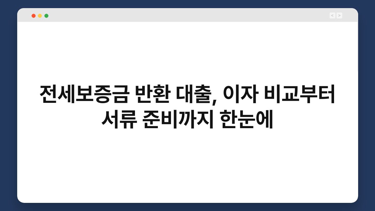 전세보증금 반환 대출, 이자 비교부터 서류 준비까지 한눈에 1
