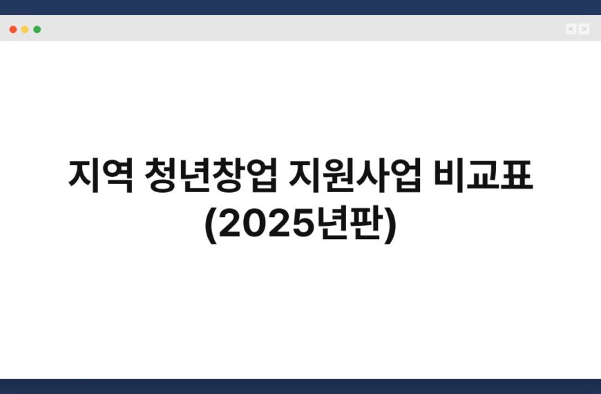 지역 청년창업 지원사업 비교표 (2025년판) 6