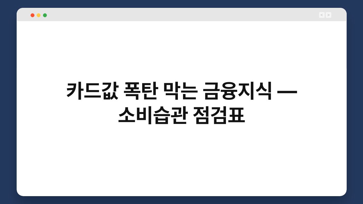 카드값 폭탄 막는 금융지식 — 소비습관 점검표 1