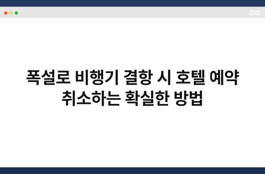 폭설로 비행기 결항 시 호텔 예약 취소하는 확실한 방법 5