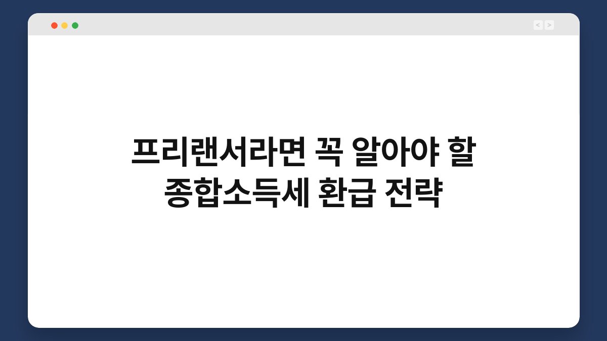 프리랜서라면 꼭 알아야 할 종합소득세 환급 전략 1