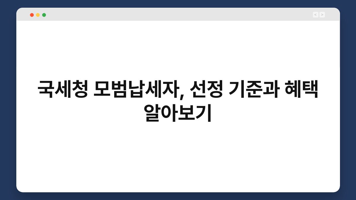 국세청 모범납세자, 선정 기준과 혜택 알아보기 1