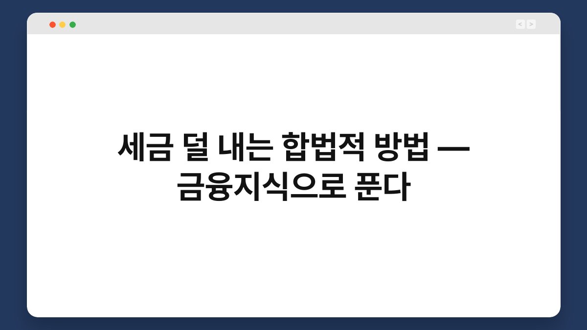 세금 덜 내는 합법적 방법 — 금융지식으로 푼다 1