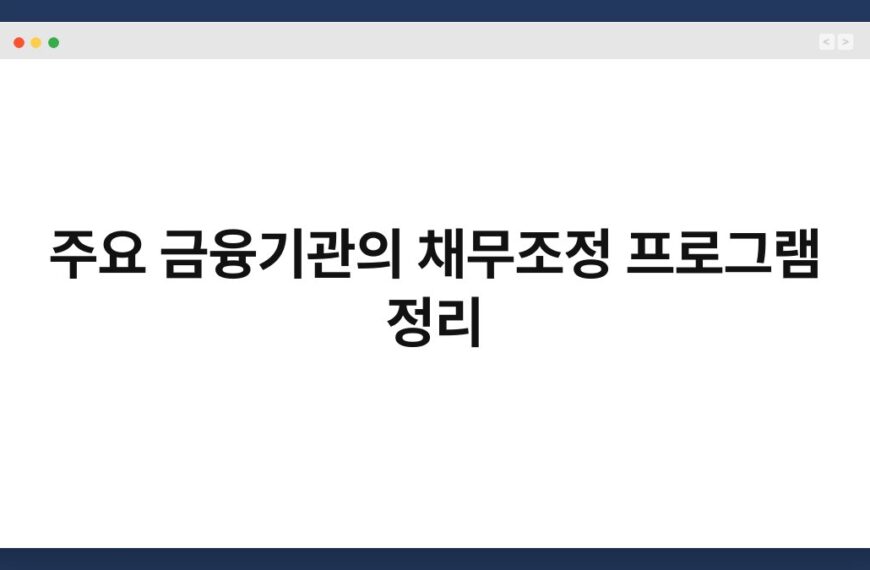 주요 금융기관의 채무조정 프로그램 정리 3