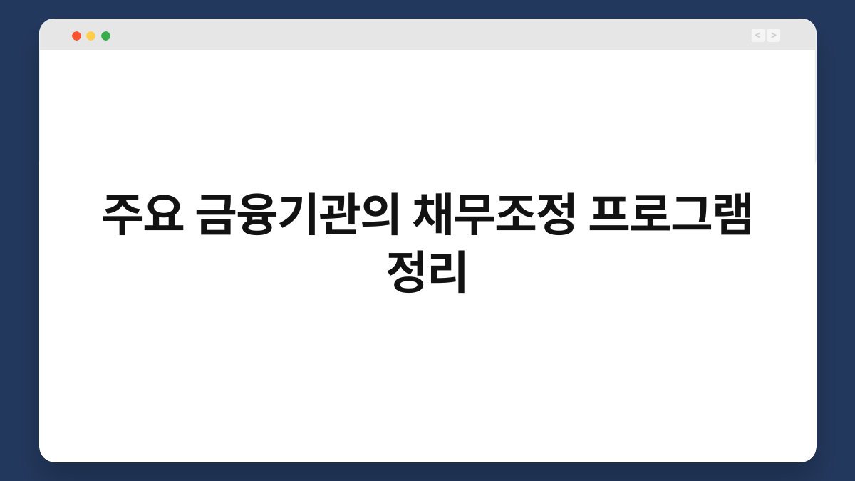 주요 금융기관의 채무조정 프로그램 정리 1